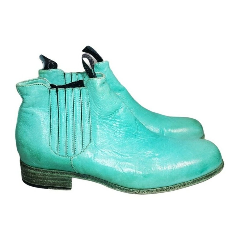 Freelance Green Leather Chelsea Boots 36 (Sz 5.5)  Made In Portugal